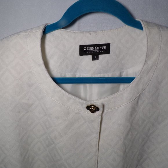 JOHN MEYER ALL WHITE 2 PIECE COAT & DRESS SZ 14 - Picture 3 of 5